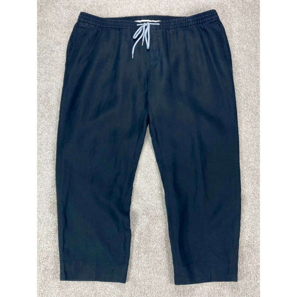 Suitsupply Brescia 100% Linen Drawstring Pants Mens 46 Black Tailored Old Money